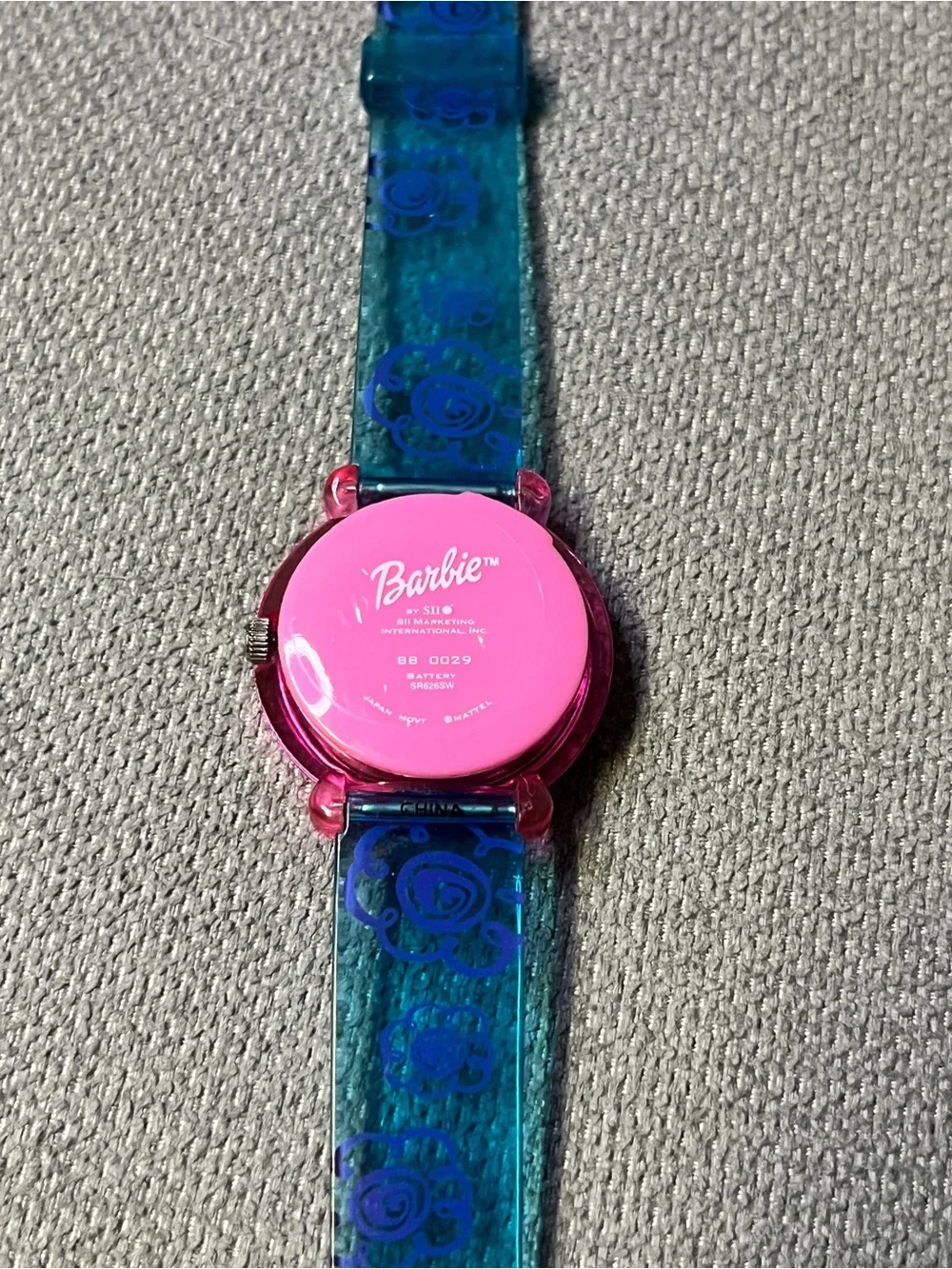 Vintage Y2K Barbie Translucent Blue Floral Watch by SII Marketing Mattel